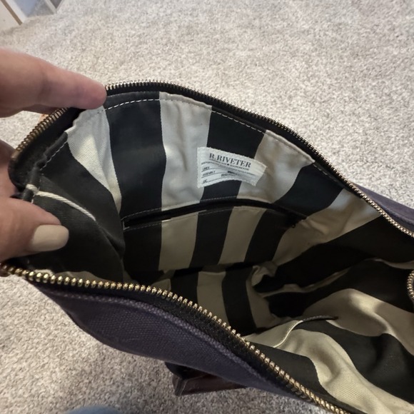 R.Riveter Otto Carry All Navy Blue Canvas Tote‎ Leather Trim Handmade USA Purse - Picture 11 of 14